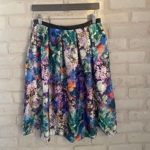 Kingdom & State Floral Skirt Faux Leather waist L